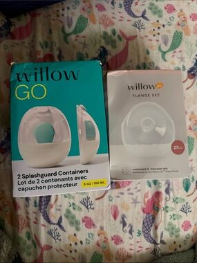 Willow GO Splashguard Containers & 27mm Flange Set - White and Teal